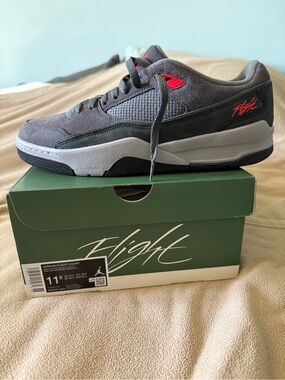 Jordan Flight Court Men's Sneakers - Gray with Red Accents